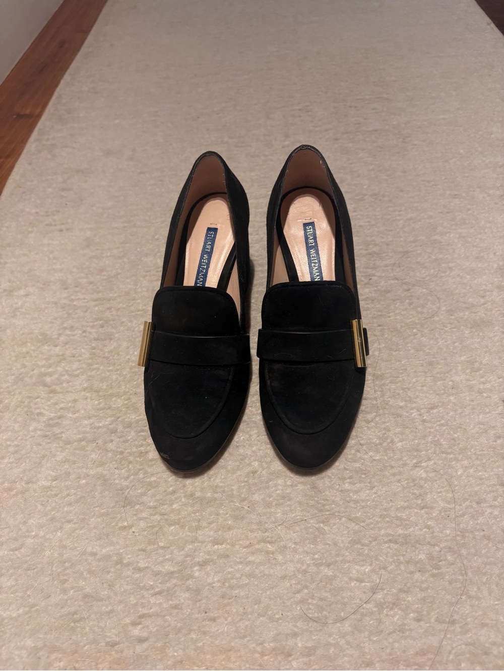 Black Suede Block Heel Loafers - Elegant Women's Pumps